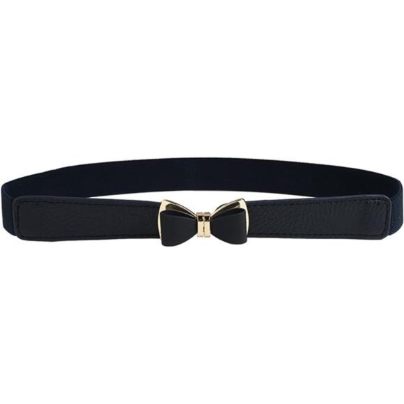 Accessories - Womens 1" Width Bow Skinny Elastic Waist Belt Stretchy Belt Thin Belt